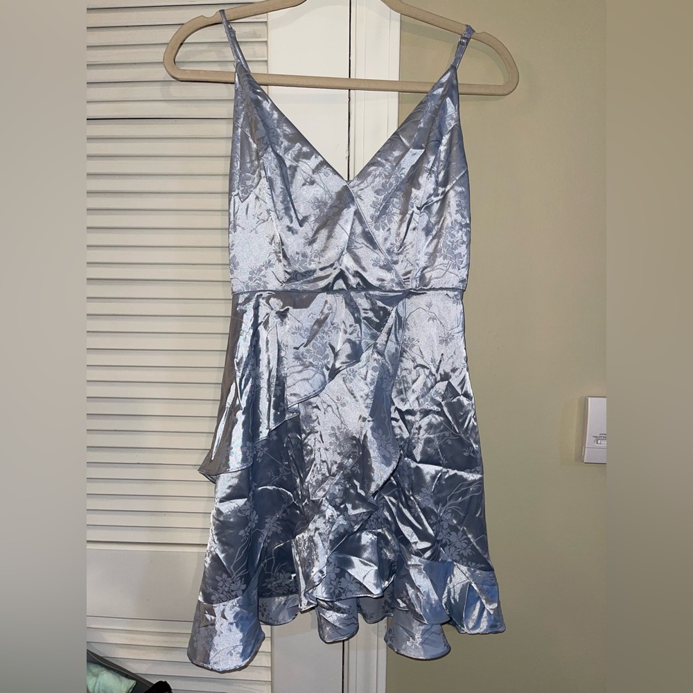 Altar'd State Shimmering Gray Floral Dress
